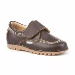 Boys Leather Derby School Shoes Velcro Rounded Toe 301 Chocolate, By AngelitoS -Comfort Heels Sales boys leather derby school shoes velcro rounded toe 301 chocolate by angelitos 2