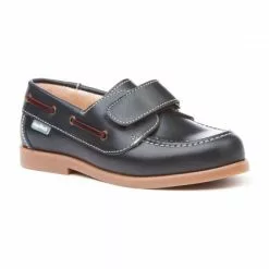 Boys Leather School Boat Shoes Velcro Rounded Toe 351 Navy, By AngelitoS -Comfort Heels Sales boys leather school boat shoes velcro rounded toe 351 navy by angelitos 2