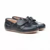 Boys Leather School Boat Shoes Velcro Rounded Toe 353 Navy, By AngelitoS