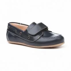 Boys Leather School Boat Shoes Velcro Rounded Toe 353 Navy, By AngelitoS -Comfort Heels Sales boys leather school boat shoes velcro rounded toe 353 navy by angelitos 2