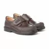 Boys Leather School Shoes Reinforced Toe Velcro 452 Chocolate, By AngelitoS