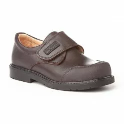 Boys Leather School Shoes Reinforced Toe Velcro 452 Chocolate, By AngelitoS -Comfort Heels Sales boys leather school shoes reinforced toe velcro 452 chocolate by angelitos 2