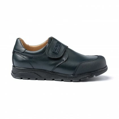 Boys Leather School Shoes Reinforced Toe Velcro 453 Navy, By AngelitoS 4 Boys Leather School Shoes Reinforced Toe Velcro 453 Navy, By AngelitoS - Image 2