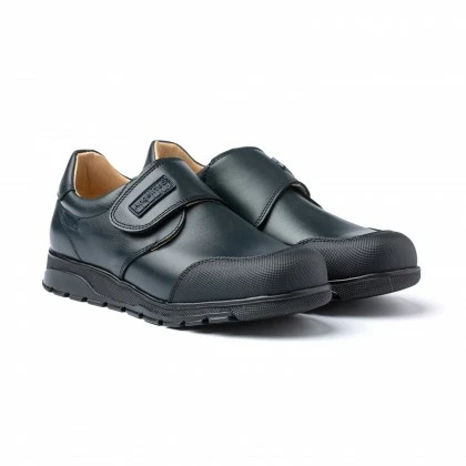 Boys Leather School Shoes Reinforced Toe Velcro 453 Navy, By AngelitoS 3 Boys Leather School Shoes Reinforced Toe Velcro 453 Navy, By AngelitoS