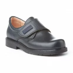 Boys Leather School Shoes Velcro 435 Navy, By AngelitoS