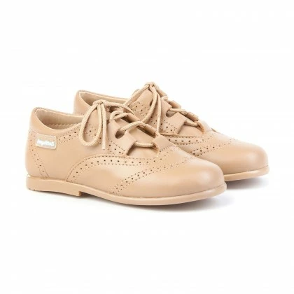Childrens Boy Girl Leather School English Shoes Lace-up 505 Camel, By AngelitoS 3 Childrens Boy Girl Leather School English Shoes Lace-up 505 Camel, By AngelitoS