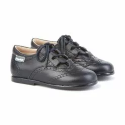 Childrens Boy Girl Leather School English Shoes Lace-up 505 Navy, By AngelitoS