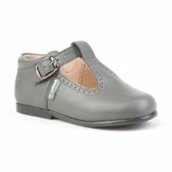 Childrens Boy Girl Leather School T-Strap Shoes Buckle 503 Grey, By AngelitoS -Comfort Heels Sales childrens boy girl leather school t strap shoes buckle 503 grey by angelitos 2