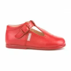 Childrens Boy Girl Leather School T-Strap Shoes Buckle 503 Red, By AngelitoS -Comfort Heels Sales childrens boy girl leather school t strap shoes buckle 503 red by angelitos 1