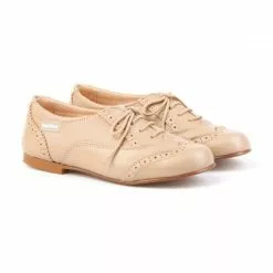 Childrens Boy Leather Oxford School Shoes Lace-up 1394 Camel, By AngelitoS