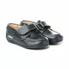 Childrens Boy Leather School Boat Shoes Velcro Rounded Toe 355 Navy, By AngelitoS