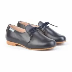 Childrens Boy Leather School Shoes Lace-up 1393 Navy, By AngelitoS