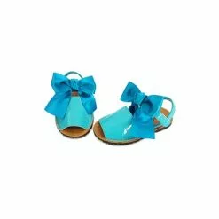 Childrens Synthetic Patent Menorcan Sandals Satin Bow 268 Blue, By Pisable -Comfort Heels Sales childrens synthetic patent menorcan sandals satin bow 268 blue by pisable 2