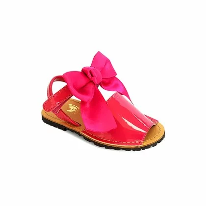 Childrens Synthetic Patent Menorcan Sandals Satin Bow 268 Fucsia, By Pisable 4 Childrens Synthetic Patent Menorcan Sandals Satin Bow 268 Fucsia, By Pisable - Image 2