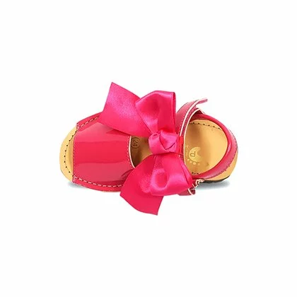 Childrens Synthetic Patent Menorcan Sandals Satin Bow 268 Fucsia, By Pisable 5 Childrens Synthetic Patent Menorcan Sandals Satin Bow 268 Fucsia, By Pisable - Image 3