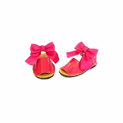 Childrens Synthetic Patent Menorcan Sandals Satin Bow 268 Fucsia, By Pisable 6 Childrens Synthetic Patent Menorcan Sandals Satin Bow 268 Fucsia, By Pisable - Image 4