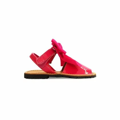 Childrens Synthetic Patent Menorcan Sandals Satin Bow 268 Fucsia, By Pisable 3 Childrens Synthetic Patent Menorcan Sandals Satin Bow 268 Fucsia, By Pisable