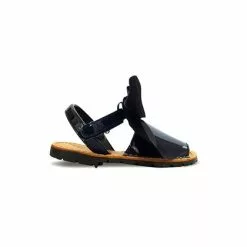 Childrens Synthetic Patent Menorcan Sandals Satin Bow 268 Navy, By Pisable
