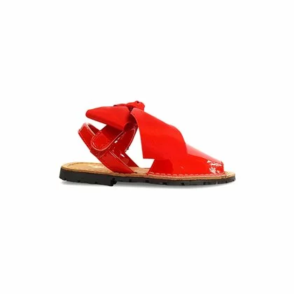 Childrens Synthetic Patent Menorcan Sandals Satin Bow 268 Red, By Pisable 3 Childrens Synthetic Patent Menorcan Sandals Satin Bow 268 Red, By Pisable