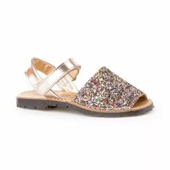 Girls Leather And Glitter Menorcan Sandals Velcro 203 Multicolor, By AngelitoS -Comfort Heels Sales girls leather and glitter menorcan sandals velcro 203 multicolor by angelitos 2