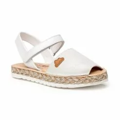 Girls Metallic Nappa Leather And Glitter Suede Menorcan Sandals Padded Insole Velcro 222 White, By AngelitoS -Comfort Heels Sales girls metallic nappa leather and glitter suede menorcan sandals padded insole velcro 222 white by angelitos 2