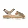 Girls Metallic Nappa Leather And Sack Menorcan Sandals Padded Insole Velcro 223 Platinum, By AngelitoS