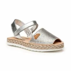 Girls Metallic Nappa Leather And Sack Menorcan Sandals Padded Insole Velcro 223 Silver, By AngelitoS -Comfort Heels Sales girls metallic nappa leather and sack menorcan sandals padded insole velcro 223 silver by angelitos 2