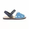 Girls Nappa Leather And Denim Menorcan Sandals Velcro 212 Navy, By AngelitoS