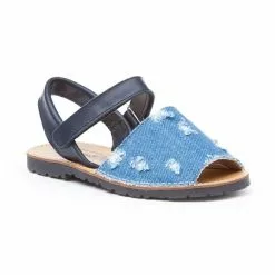 Girls Nappa Leather And Denim Menorcan Sandals Velcro 212 Navy, By AngelitoS -Comfort Heels Sales girls nappa leather and denim menorcan sandals velcro 212 navy by angelitos 2