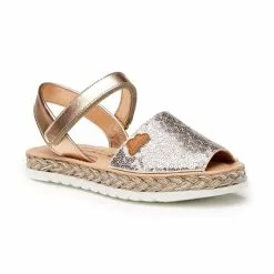 Girls Nappa Leather And Sequins Menorcan Sandals Padded Insole Velcro 224 Nude, By AngelitoS -Comfort Heels Sales girls nappa leather and sequins menorcan sandals padded insole velcro 224 nude by angelitos 2