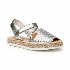 Girls Nappa Leather And Sequins Menorcan Sandals Padded Insole Velcro 224 Silver, By AngelitoS -Comfort Heels Sales girls nappa leather and sequins menorcan sandals padded insole velcro 224 silver by angelitos 2