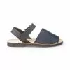 Girls Nappa Leather Menorcan Sandals Velcro 202 Navy, By AngelitoS