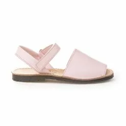 Girls Nappa Leather Menorcan Sandals Velcro 202 Pink, By AngelitoS