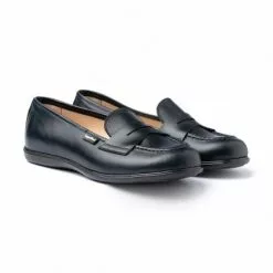 Girls Nappa Leather School Loafers Mask 467 Navy, By AngelitoS
