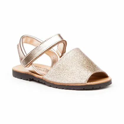 Girls Patent And Glitter Leather Menorcan Sandals Velcro 208 Platinum, By AngelitoS 5 Girls Patent And Glitter Leather Menorcan Sandals Velcro 208 Platinum, By AngelitoS - Image 3