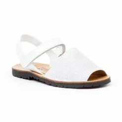 Girls Patent And Glitter Leather Menorcan Sandals Velcro 208 White, By AngelitoS -Comfort Heels Sales girls patent and glitter leather menorcan sandals velcro 208 white by angelitos 2