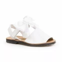Girls Patent Leather Menorcan Sandals Satin Bow Velcro 206 White, By AngelitoS -Comfort Heels Sales girls patent leather menorcan sandals satin bow velcro 206 white by angelitos 2