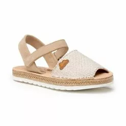 Girls Suede And Sackcloth Menorcan Sandals Padded Insole Velcro 225 Beige, By AngelitoS -Comfort Heels Sales girls suede and sackcloth menorcan sandals padded insole velcro 225 beige by angelitos 2