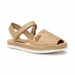Girls Suede And Sackcloth Menorcan Sandals Padded Insole Velcro 225 Camel, By AngelitoS -Comfort Heels Sales girls suede and sackcloth menorcan sandals padded insole velcro 225 camel by angelitos 2