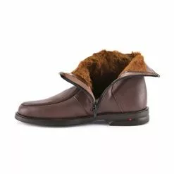 Man Leather Ankle Boots Rubber Sole Shearling Linning 6825 Mahogany, By Latino -Comfort Heels Sales man leather ankle boots rubber sole shearling linning 6825 mahogany by latino 3