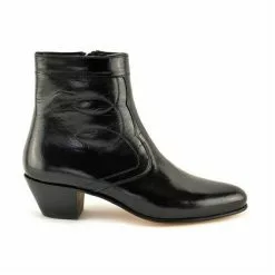 Man Leather Cuban Heel Ankle Boots Leather Sole Leather Linning 508 Black, By Latino