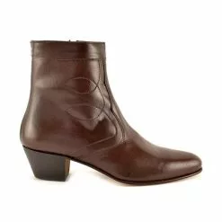Man Leather Cuban Heel Ankle Boots Leather Sole Leather Linning 508 Mahogany, By Donattelli Marttely Design