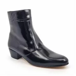 Mens Leather Flamenco Dancer Nailless Cuban Heel Ankle Boots Leather Sole 50MY Black, By Calzados Moya -Comfort Heels Sales mens leather flamenco dancer nailless cuban heel ankle boots leather sole 50my black by calzados moya 2