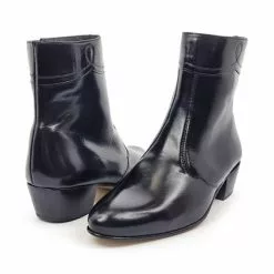 Mens Leather Flamenco Dancer Nailless Cuban Heel Ankle Boots Leather Sole 50MY Black, By Calzados Moya -Comfort Heels Sales mens leather flamenco dancer nailless cuban heel ankle boots leather sole 50my black by calzados moya 5