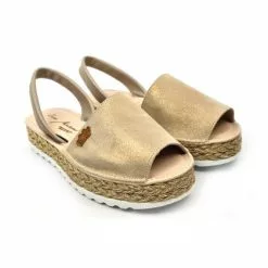 Woman Leather And Glitter Menorcan Sandals Platform Padded Insole 1251 Taupe, By Eva Mañas -Comfort Heels Sales woman leather and glitter menorcan sandals platform padded insole 1251 taupe by eva manas 3