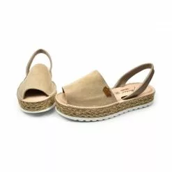 Woman Leather And Glitter Menorcan Sandals Platform Padded Insole 1251 Taupe, By Eva Mañas -Comfort Heels Sales woman leather and glitter menorcan sandals platform padded insole 1251 taupe by eva manas 5