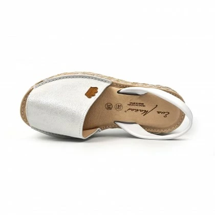 Woman Leather And Glitter Menorcan Sandals Platform Padded Insole 1251 White, By Eva Mañas 7 Woman Leather And Glitter Menorcan Sandals Platform Padded Insole 1251 White, By Eva Mañas - Image 5