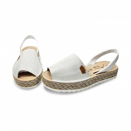 Woman Leather And Glitter Menorcan Sandals Platform Padded Insole 1251 White, By Eva Mañas 8 Woman Leather And Glitter Menorcan Sandals Platform Padded Insole 1251 White, By Eva Mañas - Image 6
