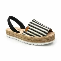 Woman Leather And Raffia Menorcan Sandals Platform Padded Insole 1255 Black, By Eva Mañas -Comfort Heels Sales woman leather and raffia menorcan sandals platform padded insole 1255 black by eva manas 2