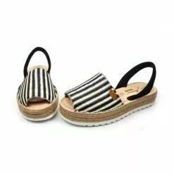 Woman Leather And Raffia Menorcan Sandals Platform Padded Insole 1255 Black, By Eva Mañas -Comfort Heels Sales woman leather and raffia menorcan sandals platform padded insole 1255 black by eva manas 5